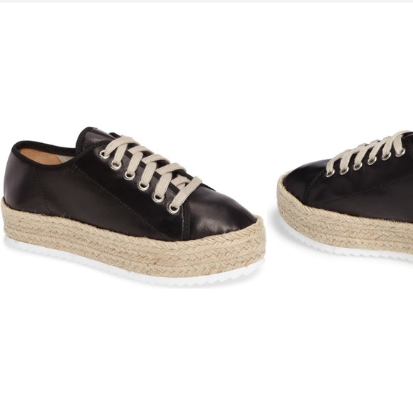 Black Platform Leather Sneakers - Picture 2 of 9